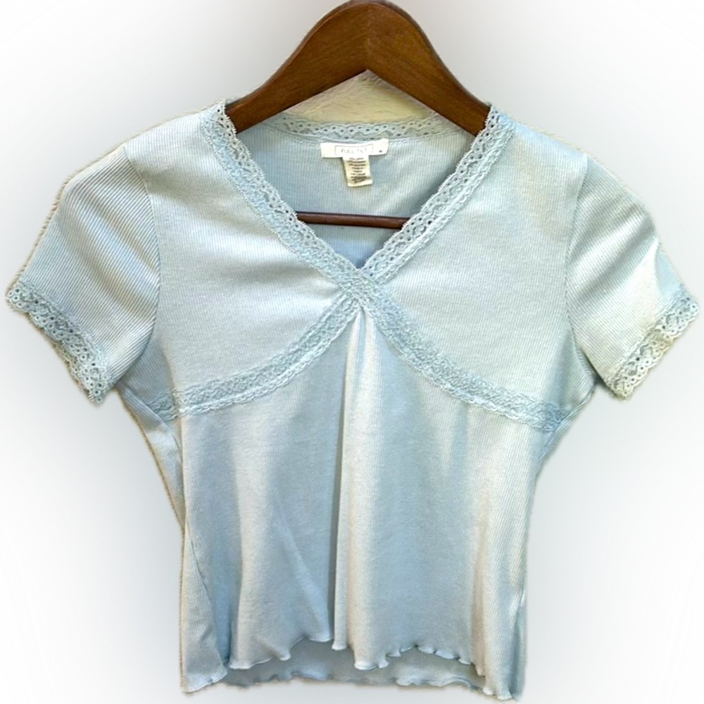 FULL TILT TEE WITH LACE LIGHT BLUE XL GREAT COND. BUNDLE2SAVE